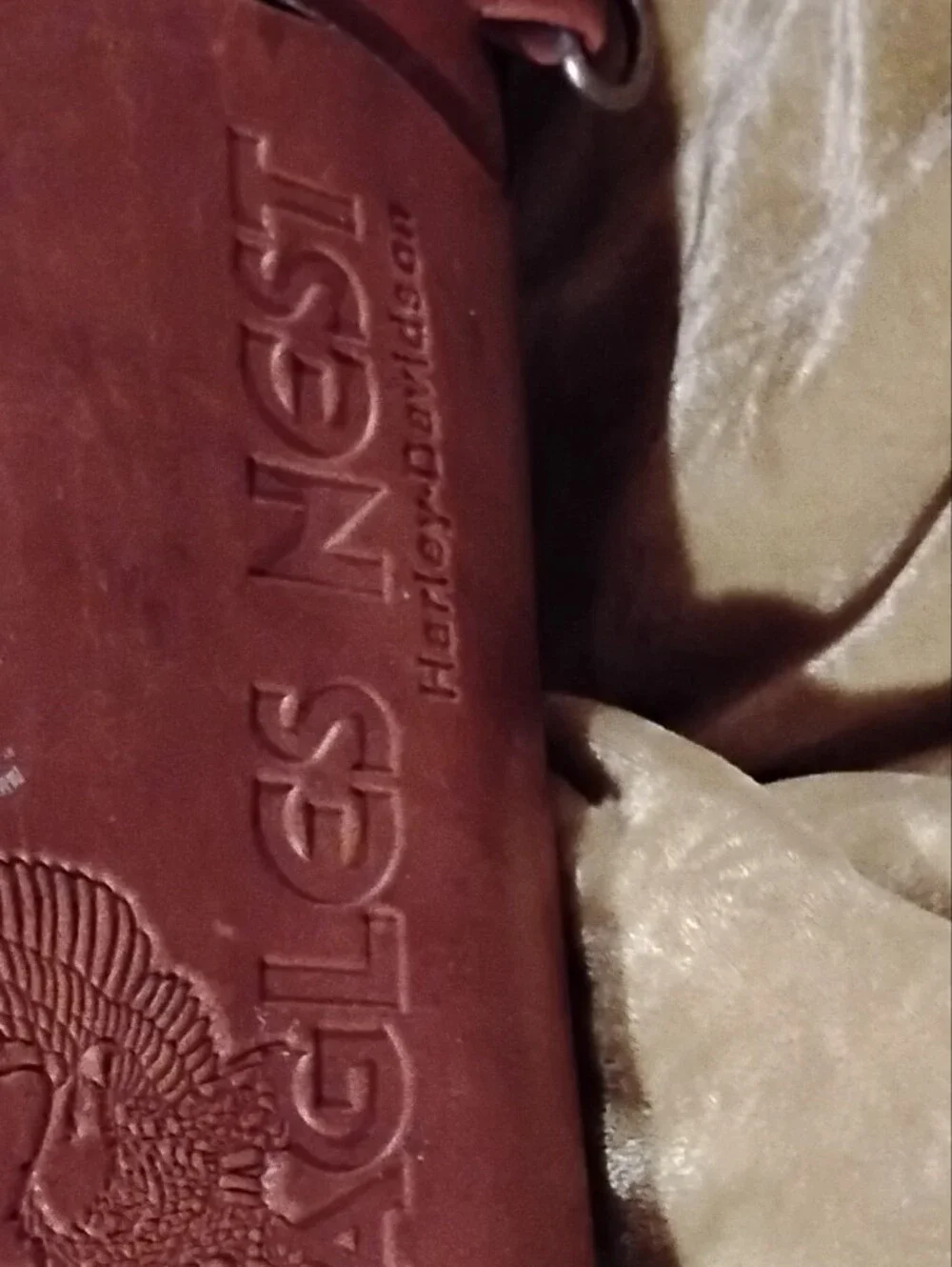 Harley-Davidson Brown Leather Messenger Bag with Embossed Eagle